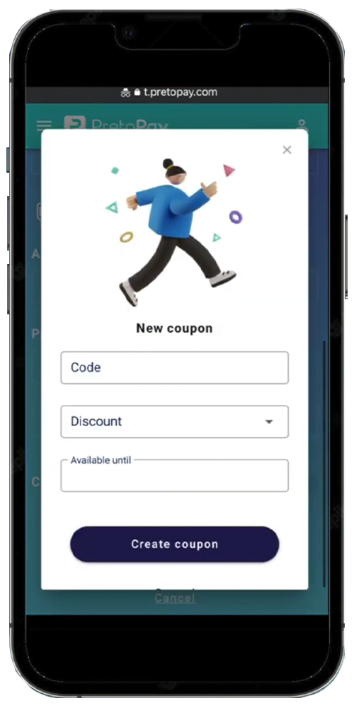 how to create a Discount Coupon on PretoPay